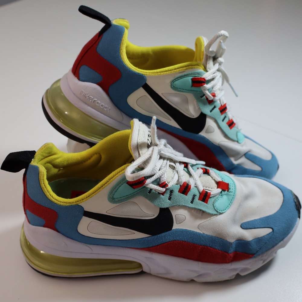 Nike Air Max 270 React Kids 6.5Y White Multi Bauhaus AT6174-002